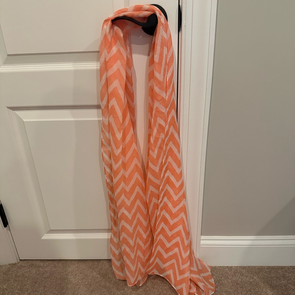 Peach and white Cheveron Scarf